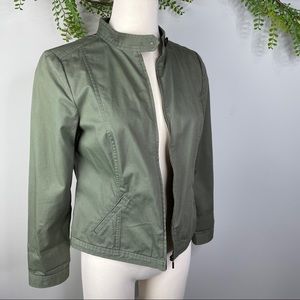 Talbots green cotton twill zip up lightweight jacket - 4 petite